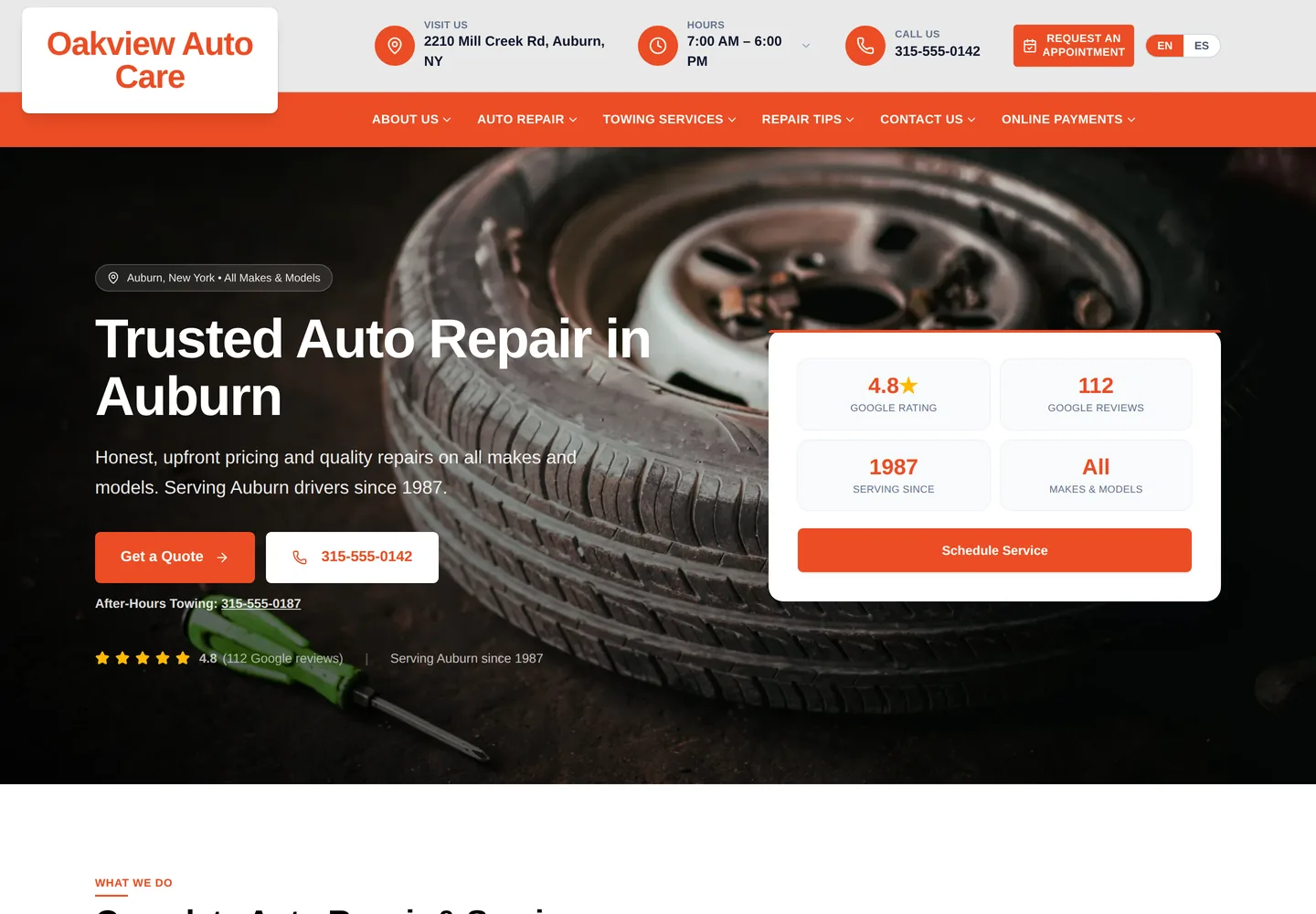 Oakview Auto Care — live demo website