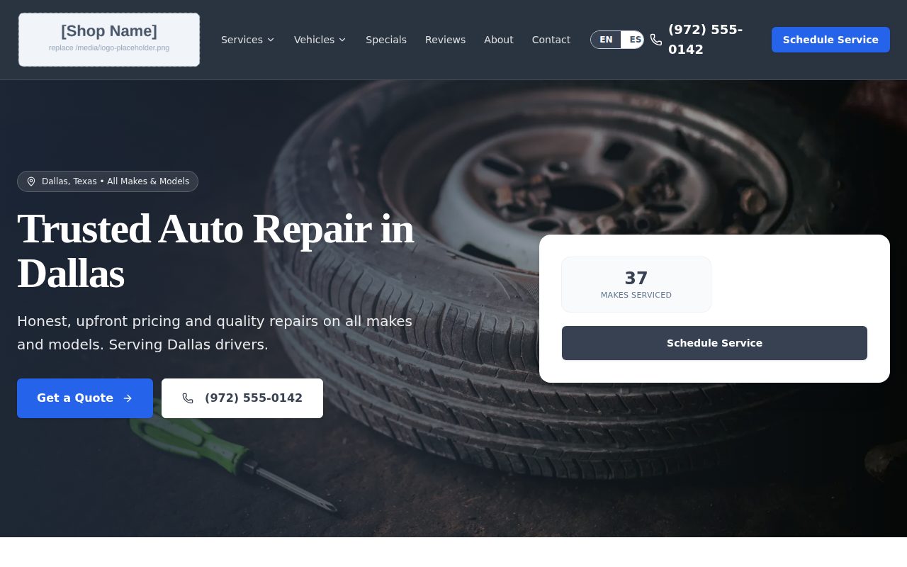 Sitio web de Lone Star Auto Repair construido por Jumpstart