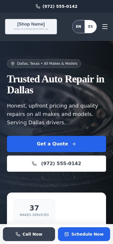 Sitio web de Lone Star Auto Repair construido por Jumpstart